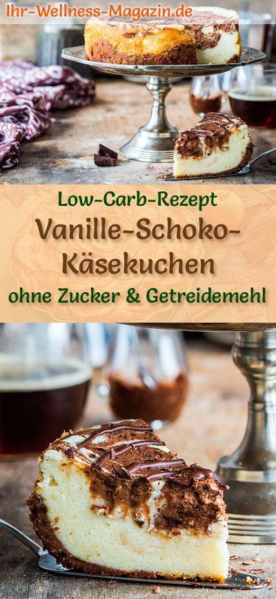 Low Carb Vanille-Schoko-Käsekuchen – Rezept ohne Zucker img