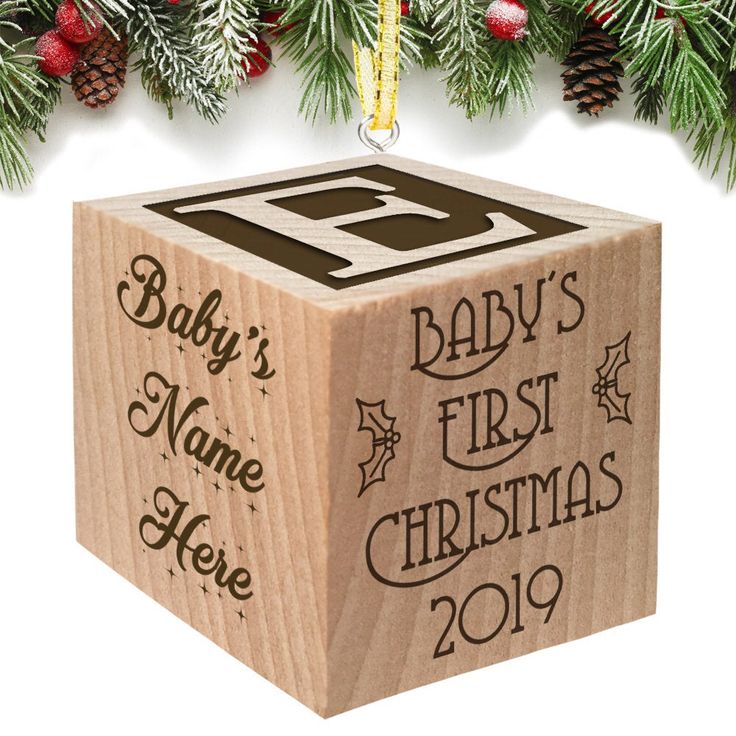 First Christmas Ornament Baby 2019 - for boy or for girl baby's first personalized ornament block ba