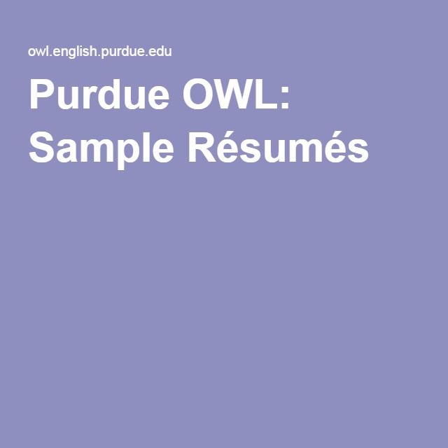 purdue owl sample resume