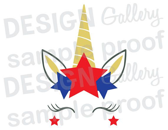 Unicorn Face JPG png & SVG DXF cut file Printable Cricut Silhouette USA Patriotic fourth of July 4th Independence Day red white blue flag girl miss
