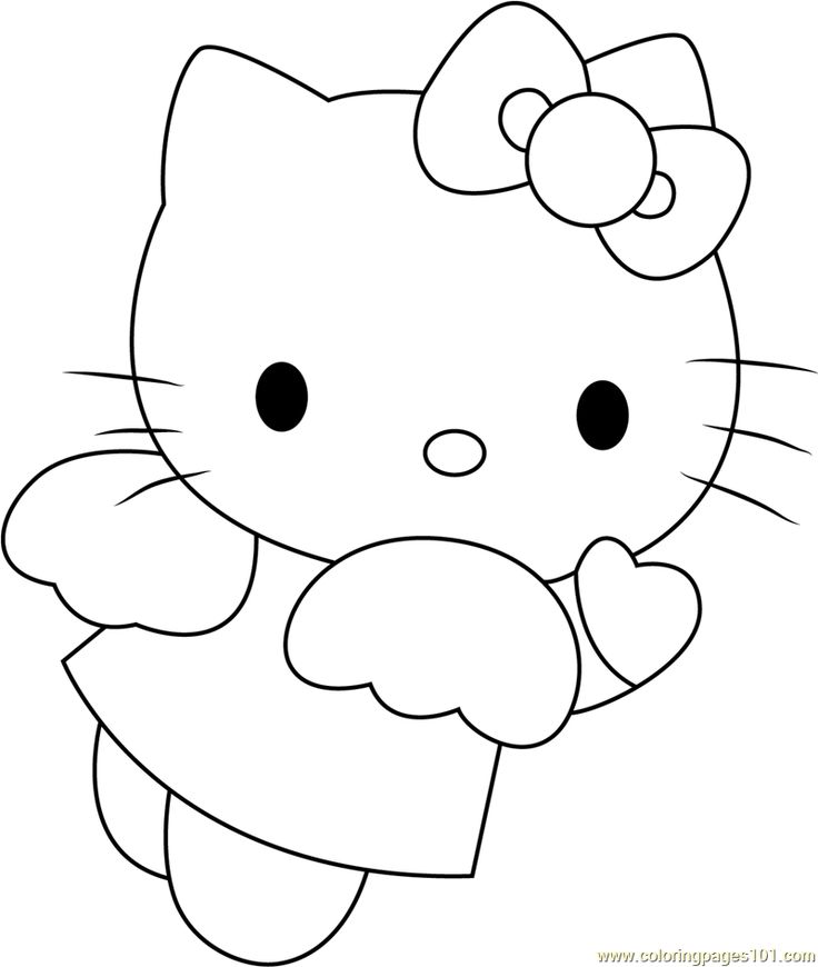 Download Angel Blue Hearts Hello Kitty Coloring Page