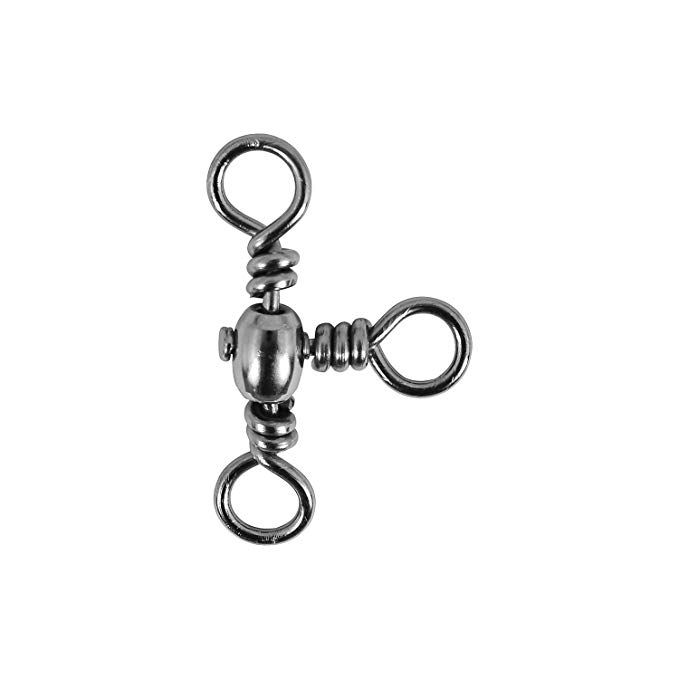 50pcs 3 Way Cross-Line Barrel Swivels T-Turn Crossline Fishing Connector Durable