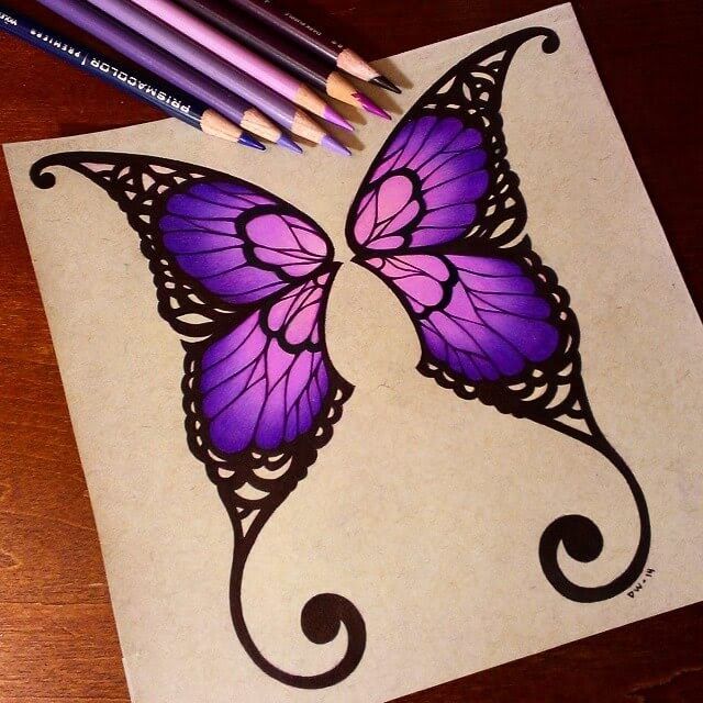 Vector illustration of a butterfly in three different color schemes:... | Butterfly  drawing, Butterfly painting, Colorful butterflies