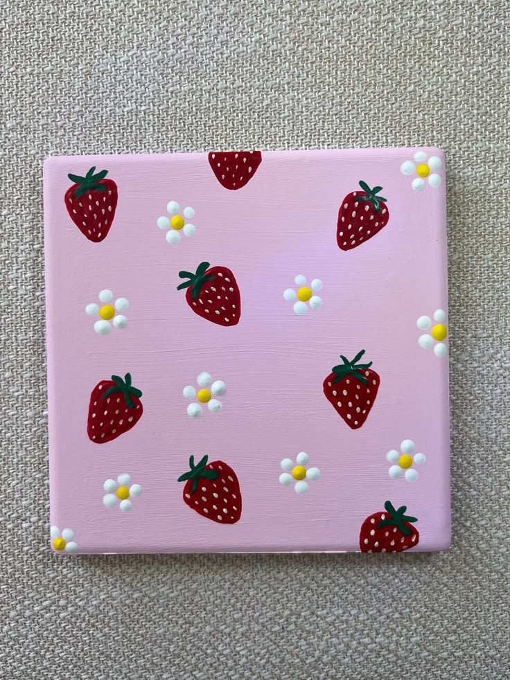 Hand Painted Strawberry Coaster Etsy In 2024 Pink Canvas Art hand-painted-strawberry-coaster-etsy-in-2024-pink-canvas-art