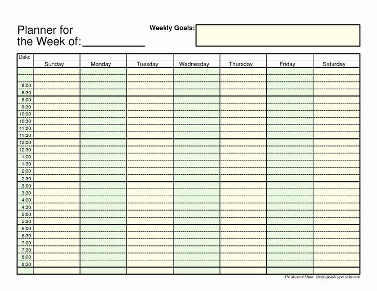 7 Day Planner Template New 7 Best Of 5 Day Work Week Monthly Calendar