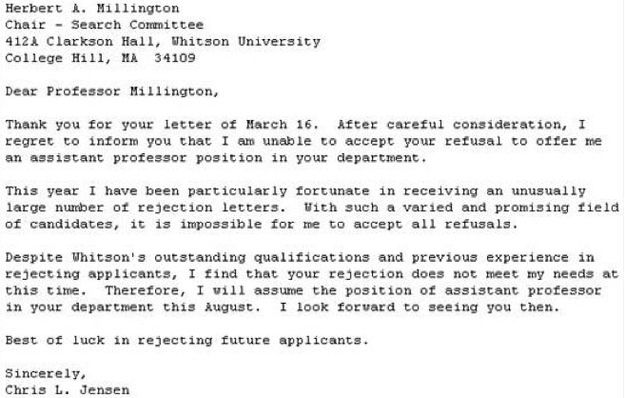 So you didnu0027t get that tenure-track job Rejection Central - rejection letter after interview So you didnu0027t get that tenure-track job Rejection Central - rejection letter after interview