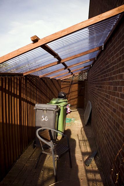 Side passage lean-to finished in 2020 Shed landscaping
