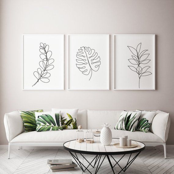 Botanical printable art Set oj 3 Prints One line drawing Etsy Minimalist wall decor, Living Botanical printable art Set oj 3 Prints One line drawing Etsy Minimalist wall decor, Living