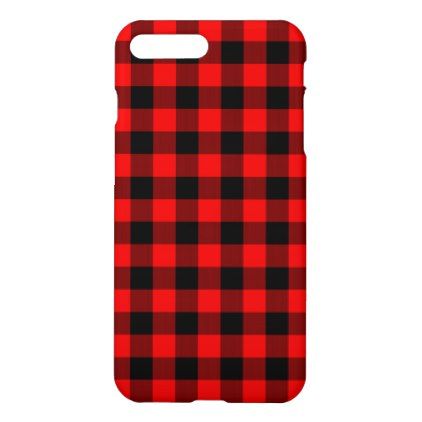 Traditional Red Black Buffalo Check Plaid Pattern iPhone 8 Plus/7 Plus Case - rustic gifts ideas customize personalize