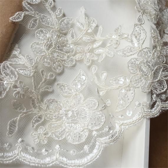 Bridal Bodice Lace Wedding Dress Lace Applique High Quality Embroidered Lace Trim Tulle Embroidery Lace Trim By The Yard