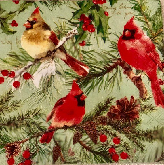4x PAPER NAPKINS for Decoupage Craft CHRISTMAS BAUBLES ROBIN SALE