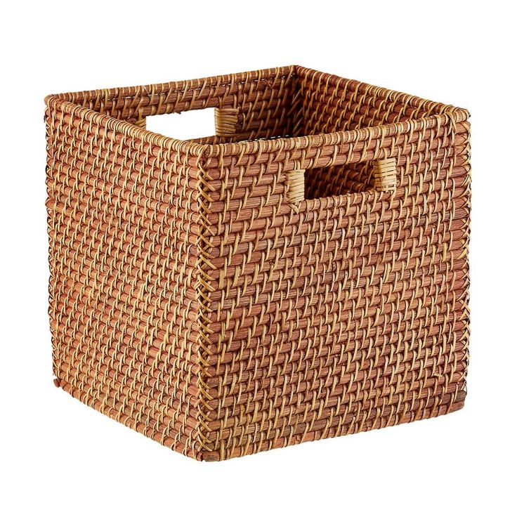 Copper Rattan Storage Cube With Handles Toy Cubes Fabric Copper Rattan Storage Cube With Handles, Storage Cube Baskets Boxes