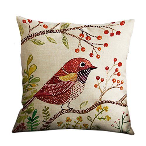 Nunubee Cotton Linen Cushion Cover 18X18 Pillowcase Throw Pillow Case Sofa Decoration Feather 1
