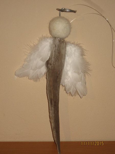 Engel Schutzengel aus Treibholz / Schwemmholz Filz von