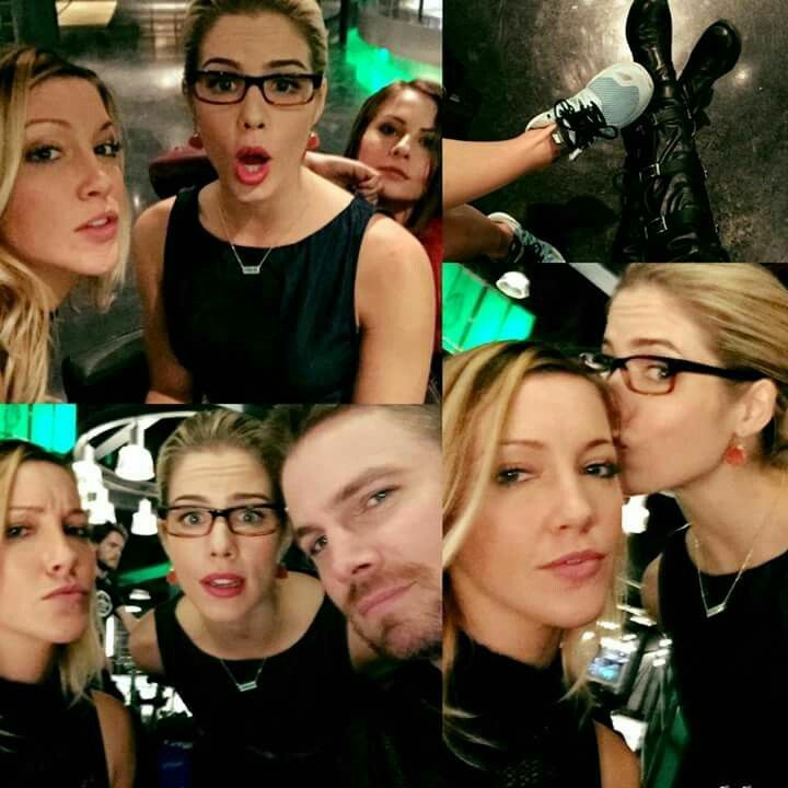 arrow cast season4 bts arrow olicity in 2018 pinterest