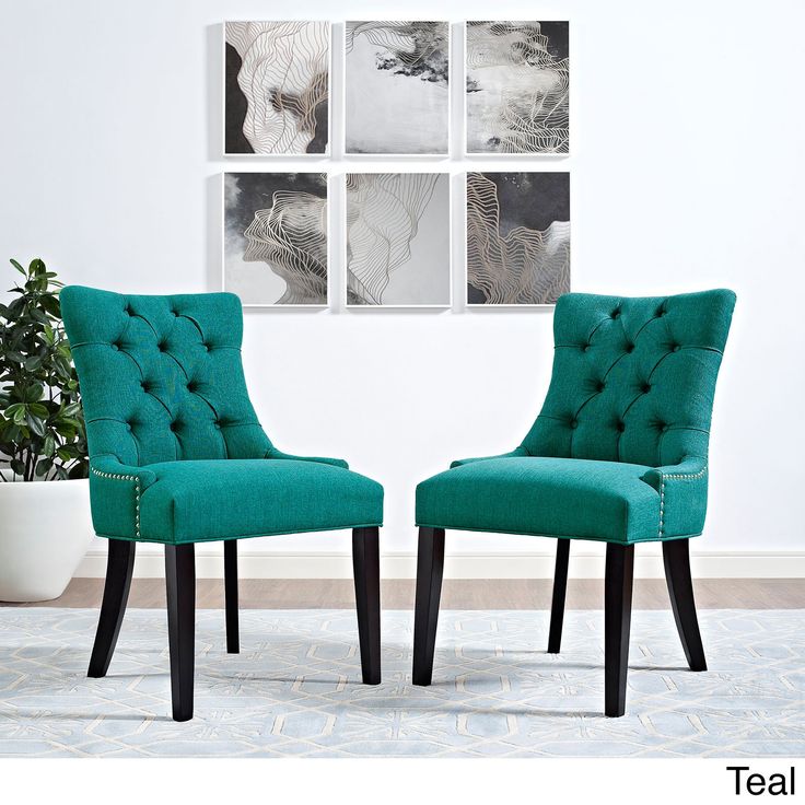 Modway Regent Button Tufted Fabric Dining Chair Single Chair Teal Beige Modway Regent Button Tufted Fabric Dining Chair Single Chair Teal Beige