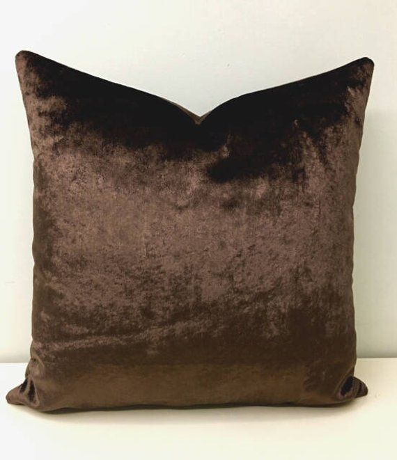Luxury Brown Velvet Pillow Cover, Brown 18 24 Cushion Covers Fluffy Pillow