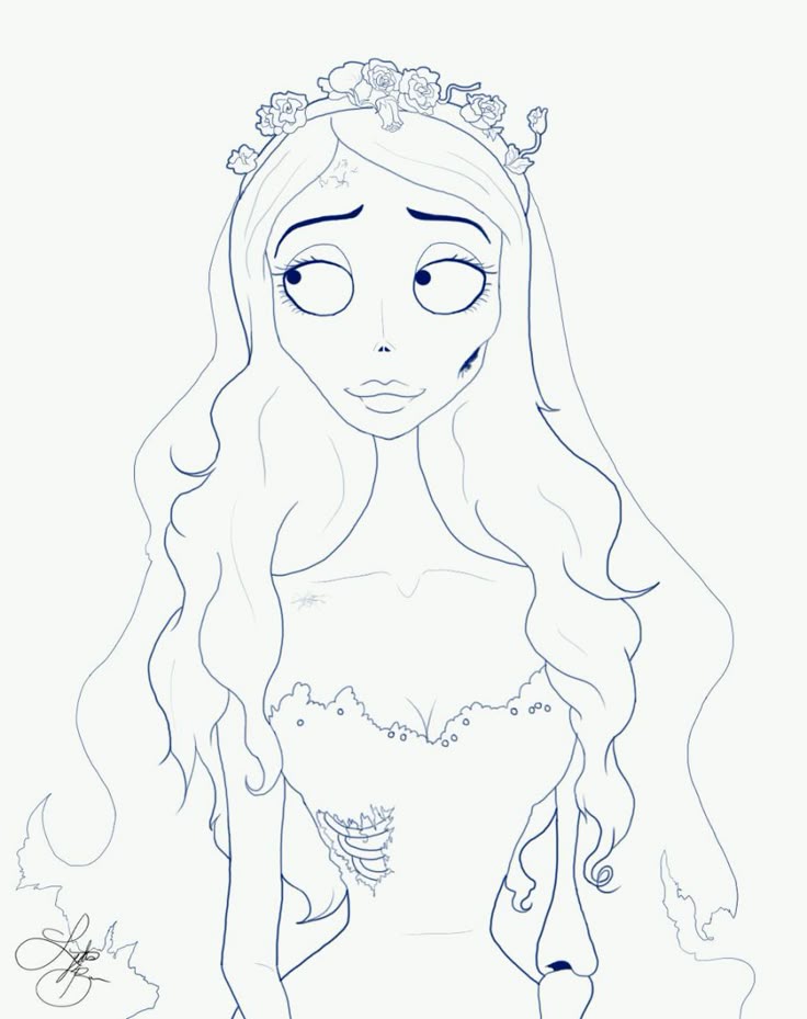 Download or print this amazing coloring page Corpse Bride Coloring