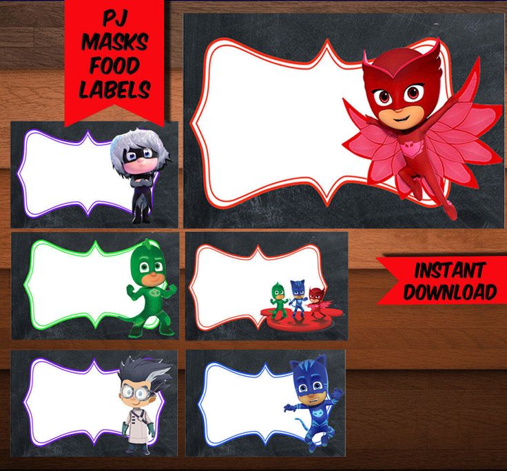 PJ Masks Food Labels-Printables Pj Mask Food Labels-Pj Mask Favors-Digital Pj Mask Food Labe ...