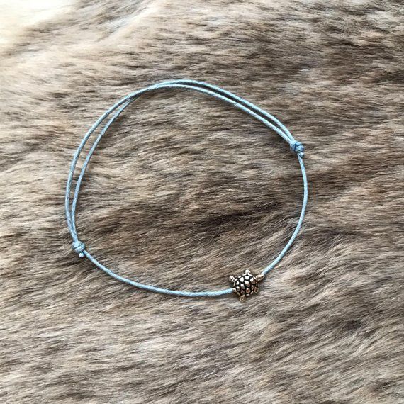 Silver Gold Tiny Beaded Bracelet Anklet Adjustable Surfer Black Cord Dainty
