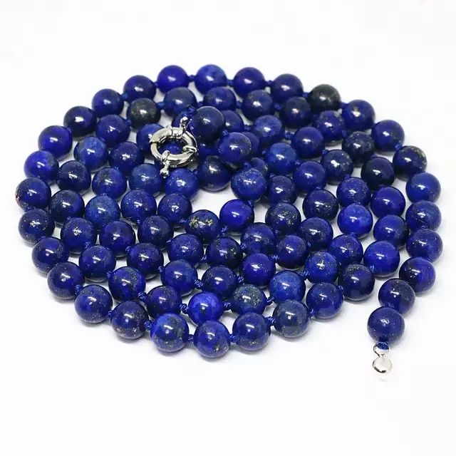 8mm-12mm natural Egyptian blue lapis lazuli round bead necklace 18-36/'/' PN748