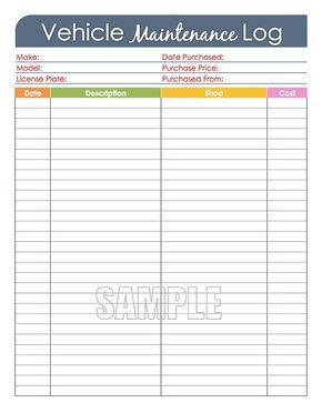 Vehicle Maintenance Log - Car Maintenance Log, Editable Printable Organizing PDF, Vehicle Information, Instant Download