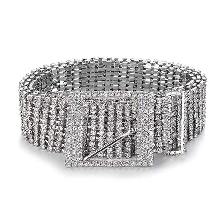 Ladies Rhinestones Pearl Diamante Metal Chain Waist Belt Girls Fashion Accessory
