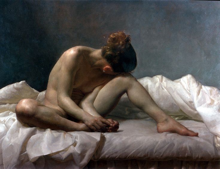 Olga big boob Reclining nude by jacob collins