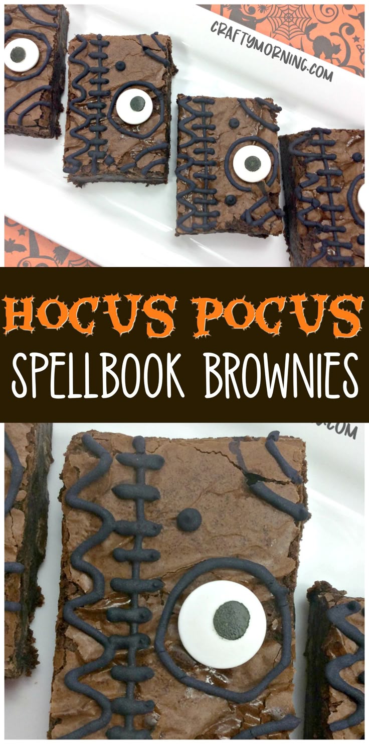 Make fun hocus pocus spellbook brownies for a halloween treat/dessert for the ki...