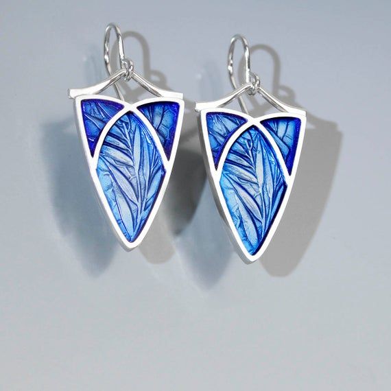 and resin enamel earrings PMC Ivy Woodrose sterling silver