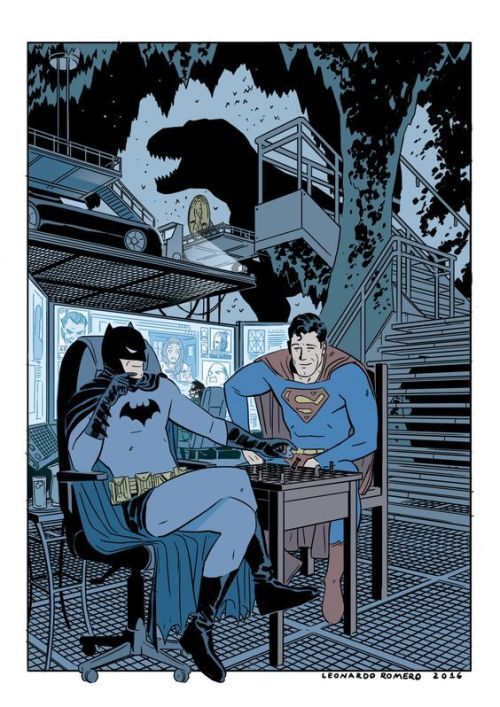 batman superman in the bat cave leonardo romero trinity