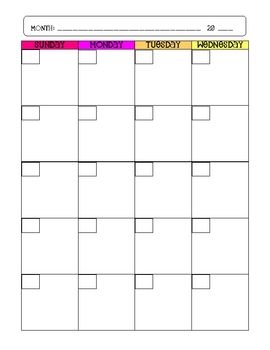 lesson plan calendar printable