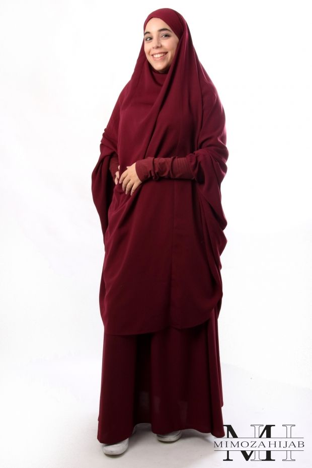 Jilbab rouge bordeau sale