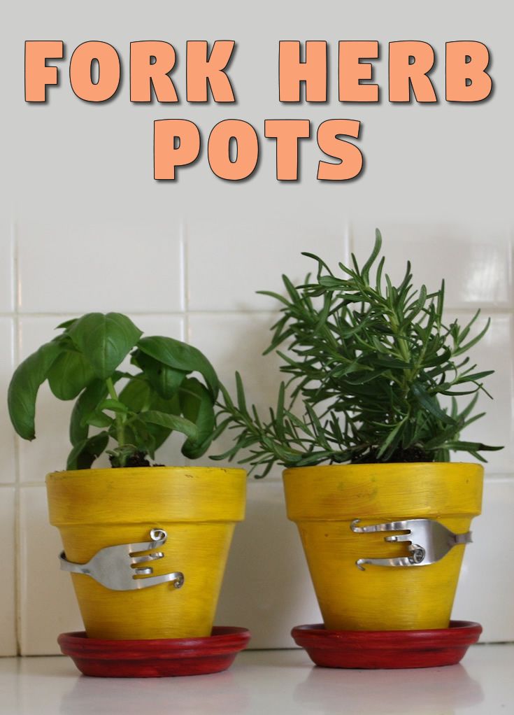 Fork Herb Pots In 2020 Herb Pots Small Terracotta Pots Pot