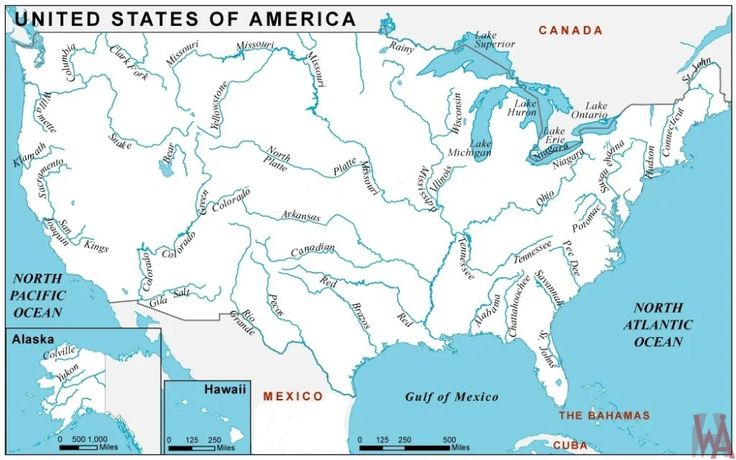US Major Rivers Map Geography Map Of USA WhatsAnswer Us Map Usa Cf8d38ffdcb54b8b40771c23f5b57fe2