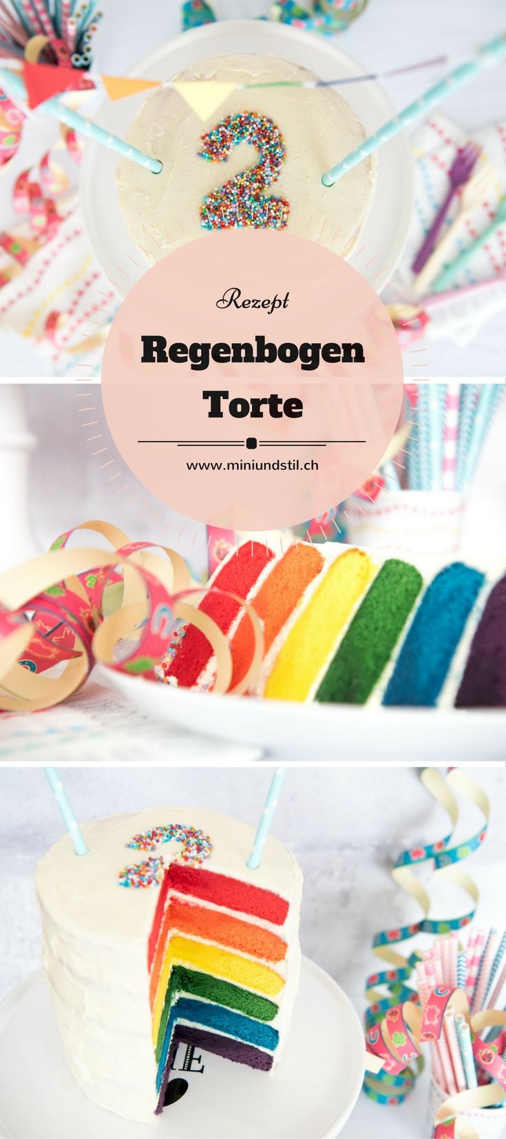 Regenbogentorte, Regenbogenkuchen, Rainbowcake, Regenbogen, Kindergeburtstag, Ku...