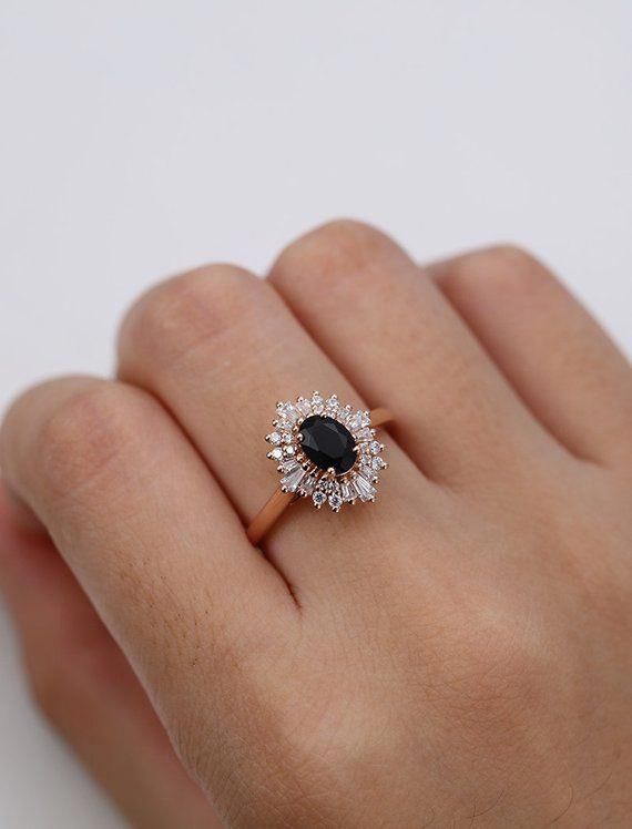 Sapphire Engagement Ring Blue Sapphire Ring Unique Engagement Ring