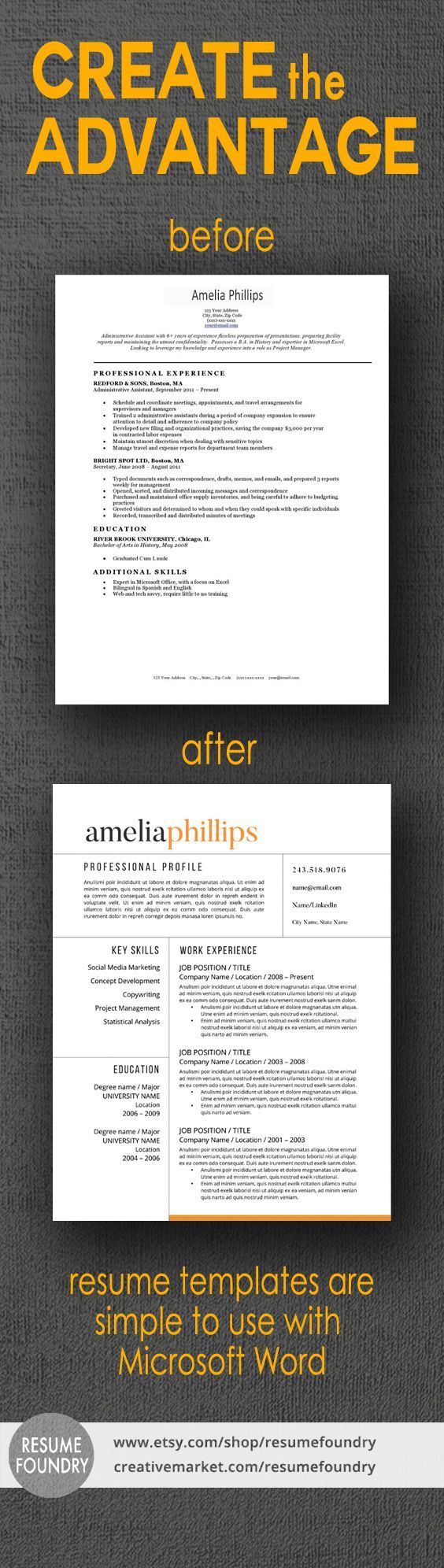 Do you really want that job? Give yourself the advantage with a resume that has been designed by professionals. Read our recent reviews on Etsy. Easy to use with Microsoft Word - all the help you need.