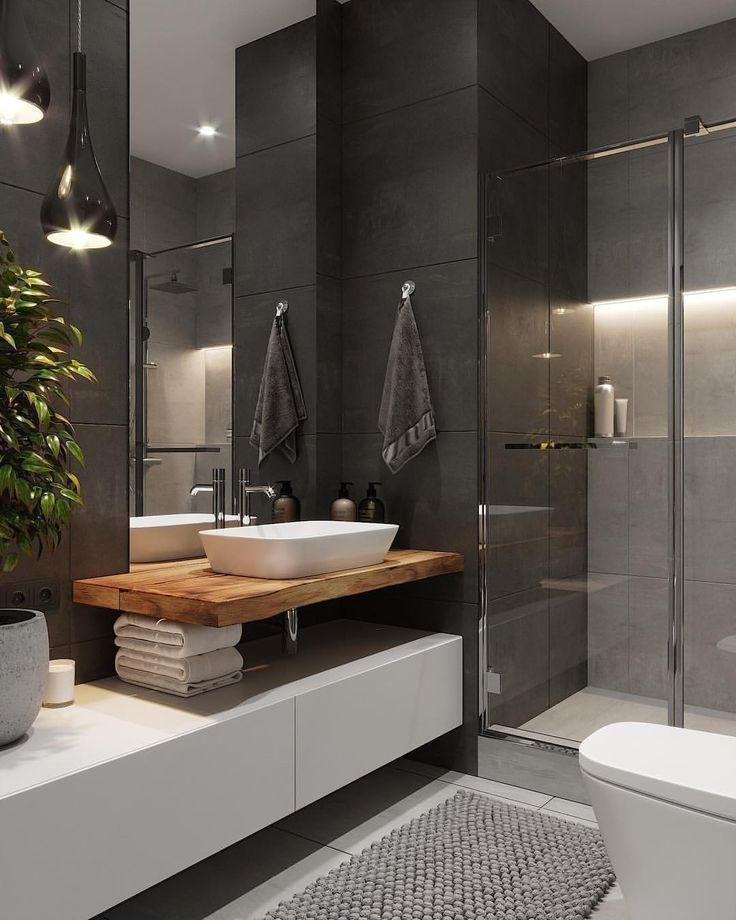 Badezimmer Design #badezimmer #design #dunkles #dusche #indcr #transparenter #Badezimmer
