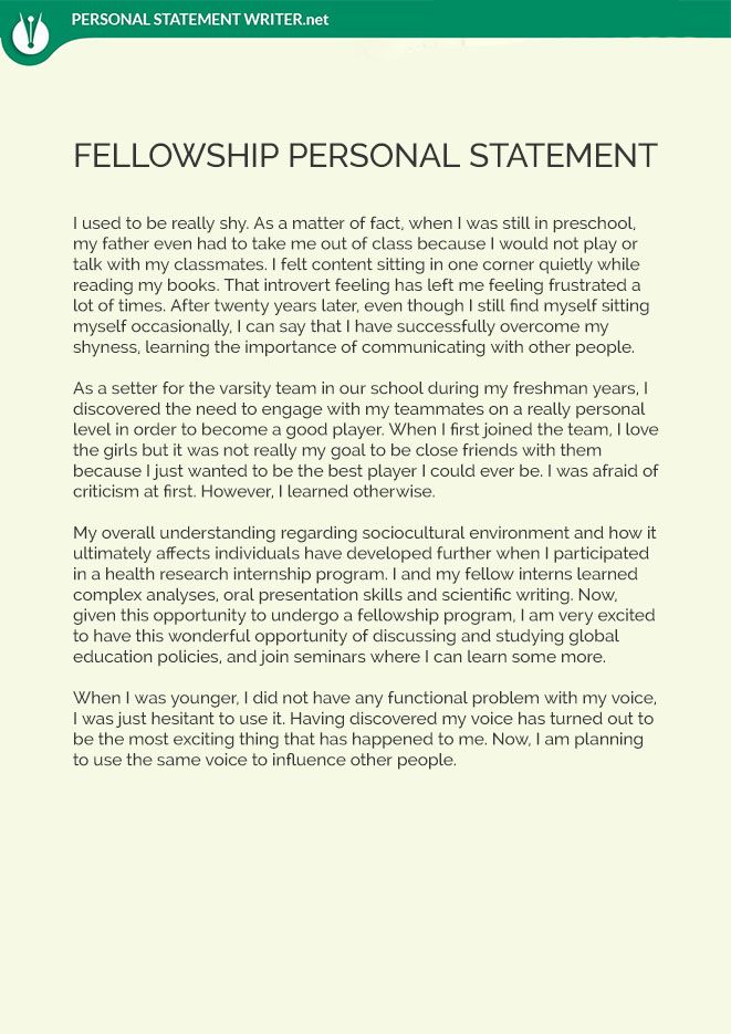 fellowship personal statement pdf