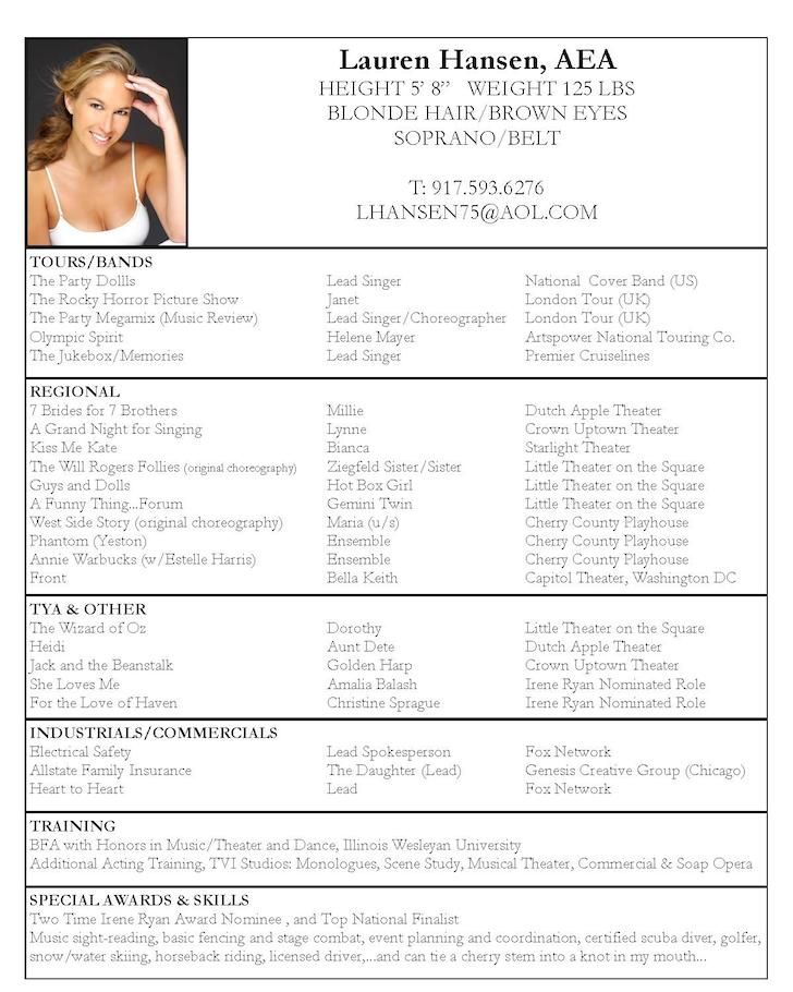 Acting Resume Example Career Pinterest Sample resume - musical theater resume template Acting Resume Example Career Pinterest Sample resume - musical theater resume template