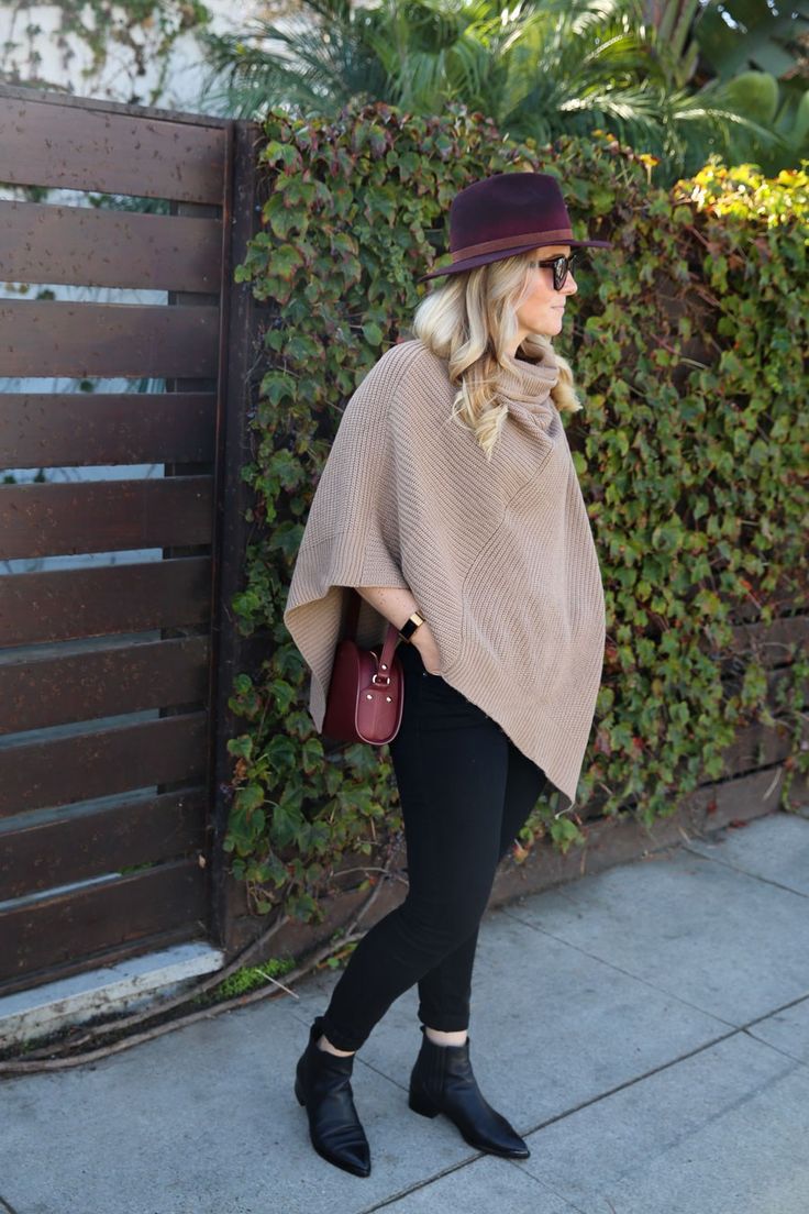 Poncho Sweater Outfit {& What to Wear Under Poncho Sweaters ...