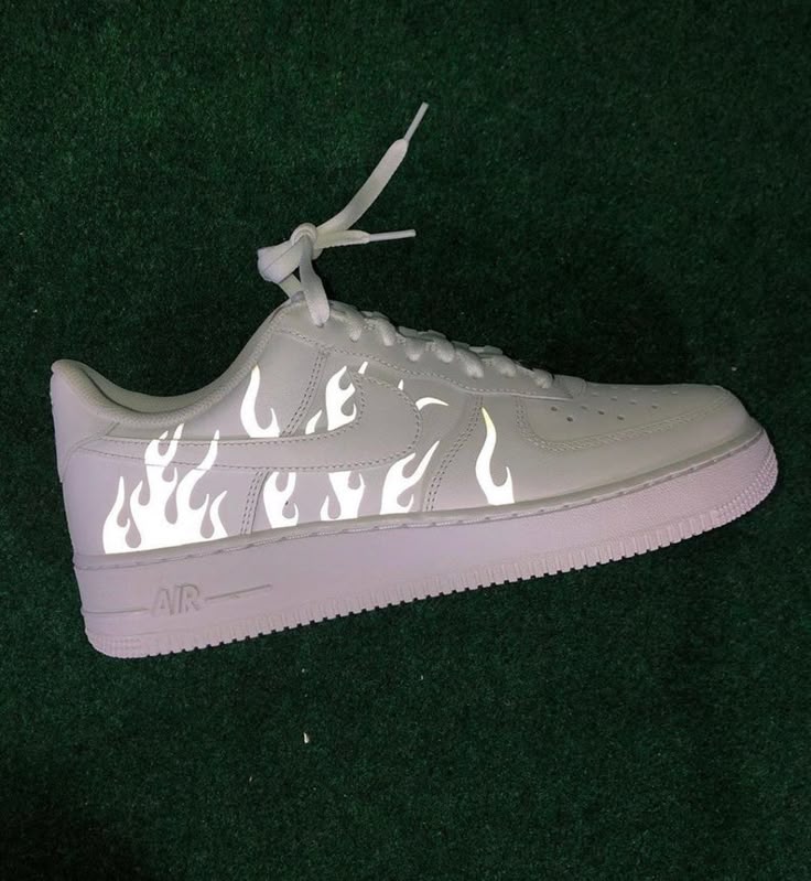 Reflective Flames White Nike Air Force 1 | Custom Air Force 1s One ... Reflective Flames White Nike Air Force 1 | Custom Air Force 1s One ...