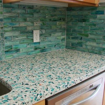 Recycled Gl Counter With Tile Backsplash In 2018 Recycled Gl Counter With Tile Backsplash In 2018 Countertops