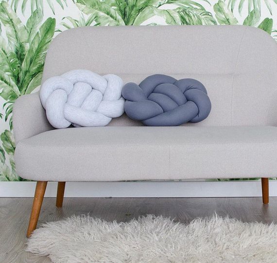 Knot pillow grey melange knotted Sofa Knotted Pillow at