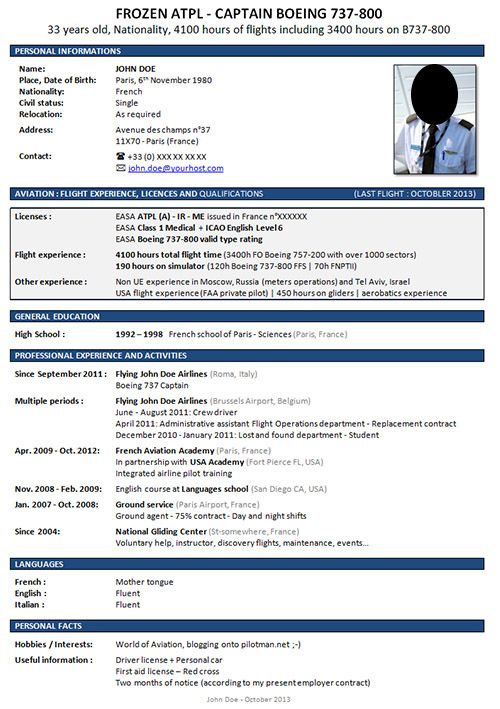 Sample Airline Pilot Resume , Professional Resume Template For Word