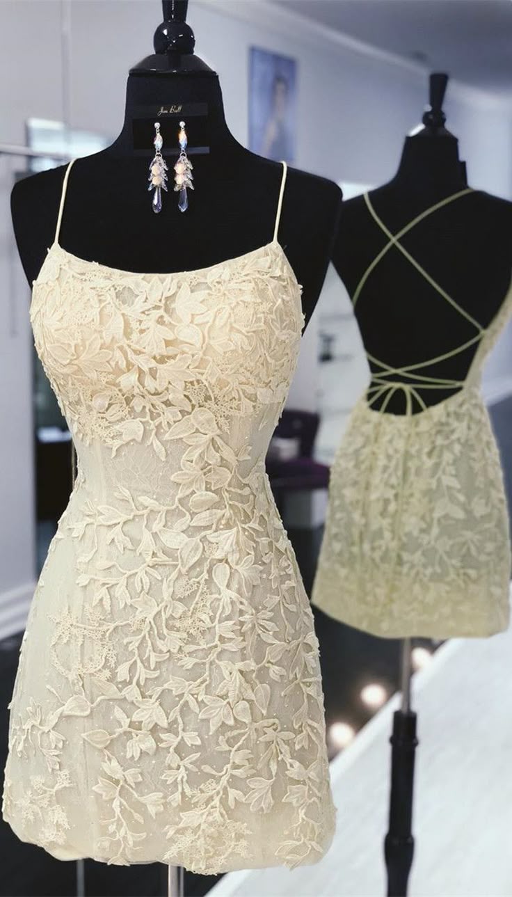 Tie Back Yellow Fitted Homecoming Dress