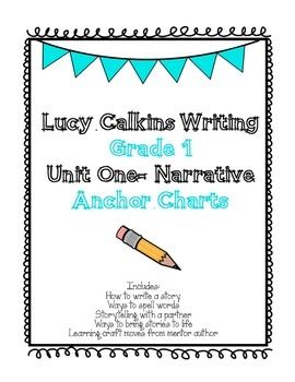Lucy Calkins Grade 1 Writing Unit 1 Anchor Charts | Writing units