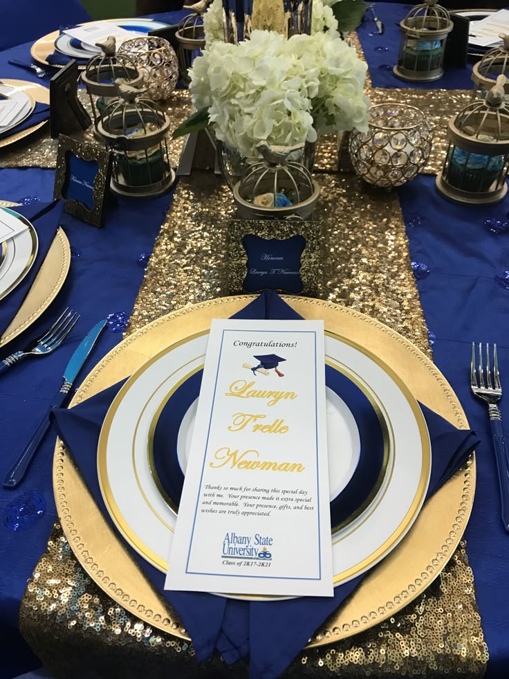 Royal Blue Gold Setting Table Decorations And Plan Design Table Decorations Royal Blue And Gold, Royal Blue Table Set Up