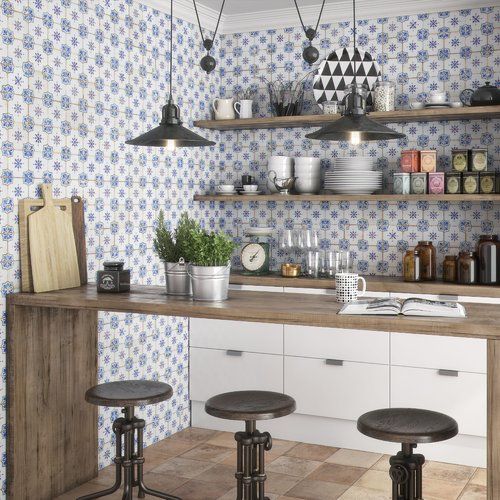 26 Best Backsplash Tile Images On Pinterest Rioja 13 X Ceramic Field Tile In Blue Cream